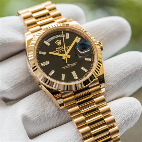 rolex day date gold black|rolex day date gold price.